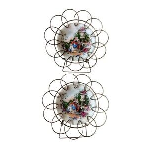 Vintage Set of 2 Miniature Porcelain Courting Couple Plates - Made in Japan